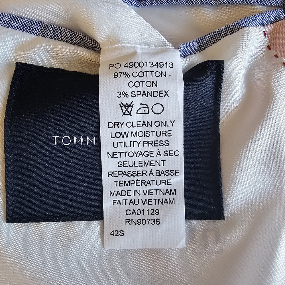Tommy Hilfiger Mens Modern Fit Suit Jacket Blazer 42S Light Pink Solid Chambray - Picture 9 of 9